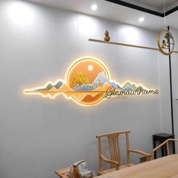 Mountain Wall Decor + LED / Hiasan Dinding Besar Ruang Tamu + Lampu