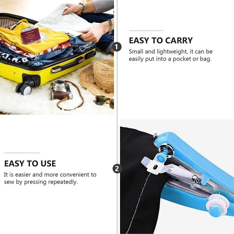 MESIN JAHIT MINI PORTABLE TANGAN MANUAL | STEPLES STAPLESS, MUDAH DIPAKAI UNTUK PERBAIKAN KAIN