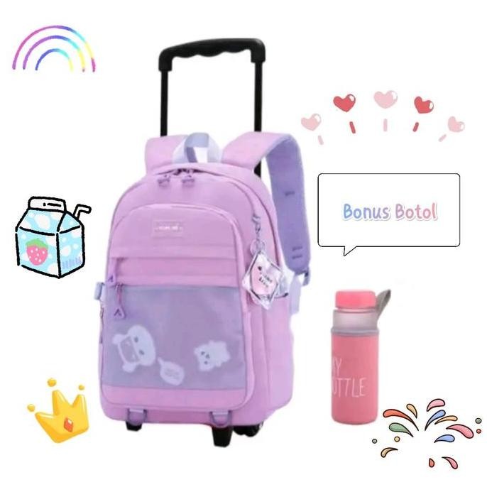 HARGA DISC - Tas Troli Anak Sekolah Bonus Botol Gambar Kartun Gosh / Tas Dorong Koper Anak Unisex