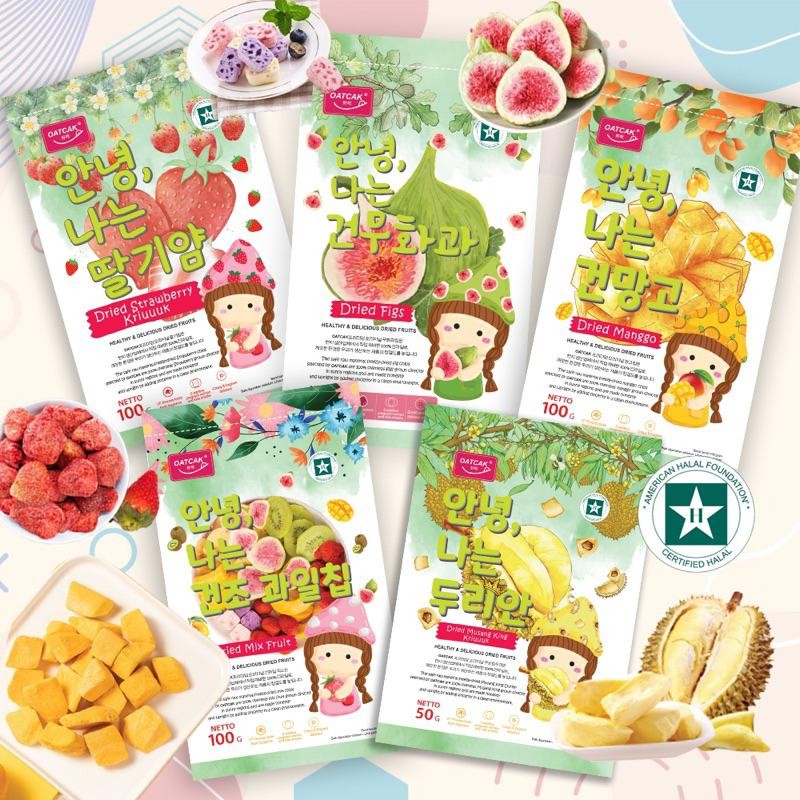 

FM OATCAK Strawberry Crispy BUAH TIN MANGGA IMPORT STOBERI MANIS KERING 30g 100g