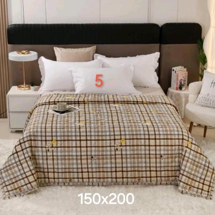 selimut kain bedcover katun tipis bordir halus