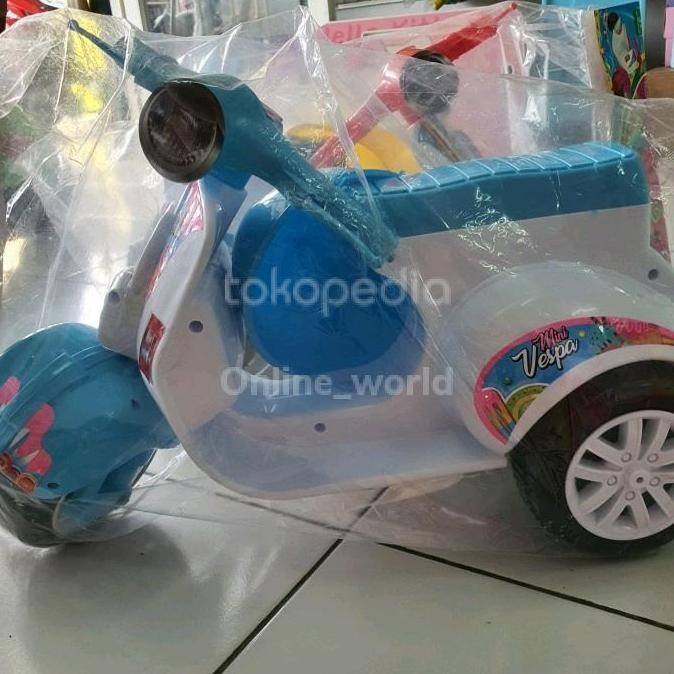 mainan motor vespa mini anak dorong roda 3
