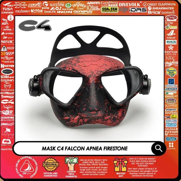 Mask C4 Apnea Falcon Firestone Red Camo Masker Low Volume Freediving