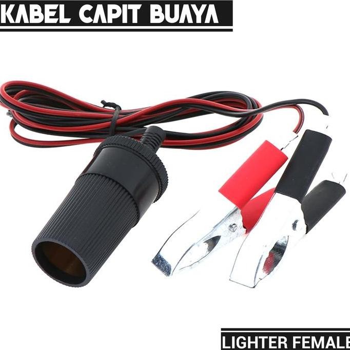 Kabel Jepit Buaya Besar Ke Aki Dengan Ujung Soket Lighter Pemantik