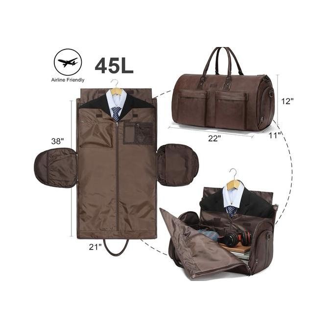 

Modoker Leather Garment Bag for Travel, Modoker Carry On Suit Carrier Travel Bag with Shoulder Strap/Multiple Pockets - Ideal for Business Trips & Weekend Getaways