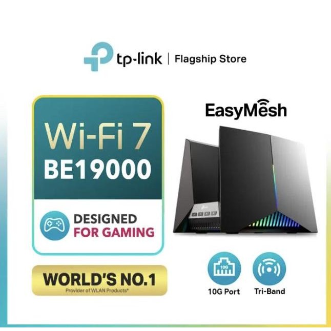 

TP-Link Archer GE800 WiFi 7 Gaming Router BE19000 With Tri-Band 2x 10G / ROUTER GAMING