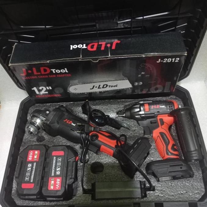 Paket Gerinda Baterai Dan Impact Jld 88 Volt Dan Chainsaw Mini Jld