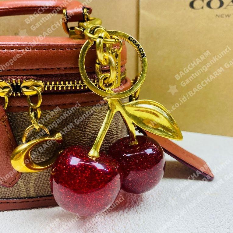 Coach Gantungan Kunci Tas Cherry Bag Charm Keychain Cherry Keychain Gantungan Tas Cherry