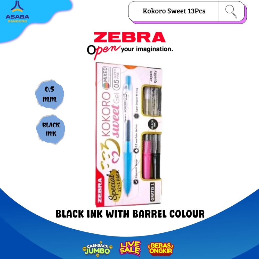

Asaba Bandung - Zebra Pulpen Kokoro Black 13 Pcs / Kokoro Sweet 1 Lusin (tinta hitam) DiM