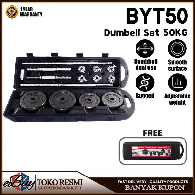Dumbell Barbel 50kg Set Dumbel Barbel Set 50kg Peralatan Kebugaran Angkat Berat