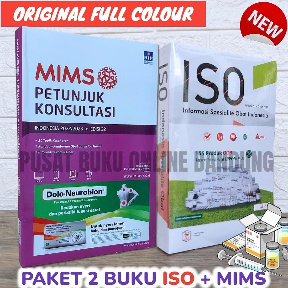 PAKET 2 BUKU FARMASI ISO OBAT VOLUME 53 + MIMS PETUNJUK KONSULTASI EDISI 22 TAHUN 2022/2023 FARMAKOP