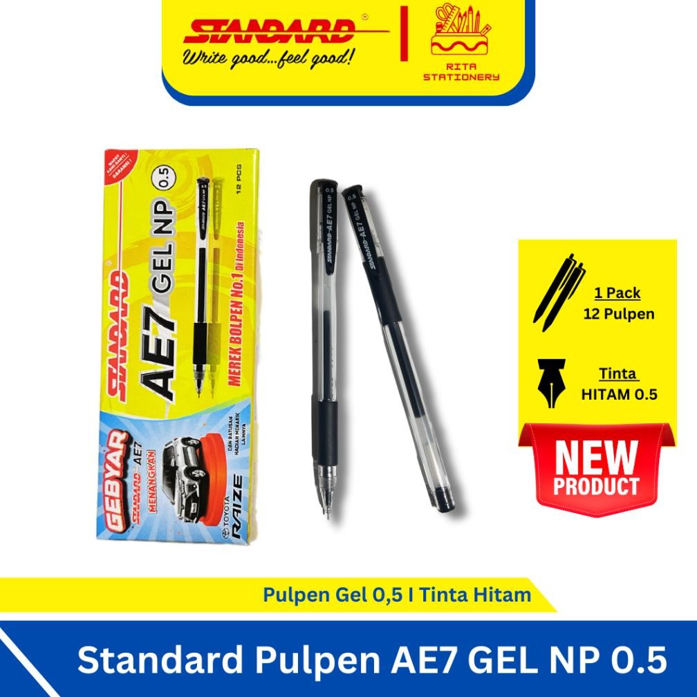 

Standard Pulpen Pen AE7 GEL NP 0.5 Hitam Merah Biru - 1 pack DiM