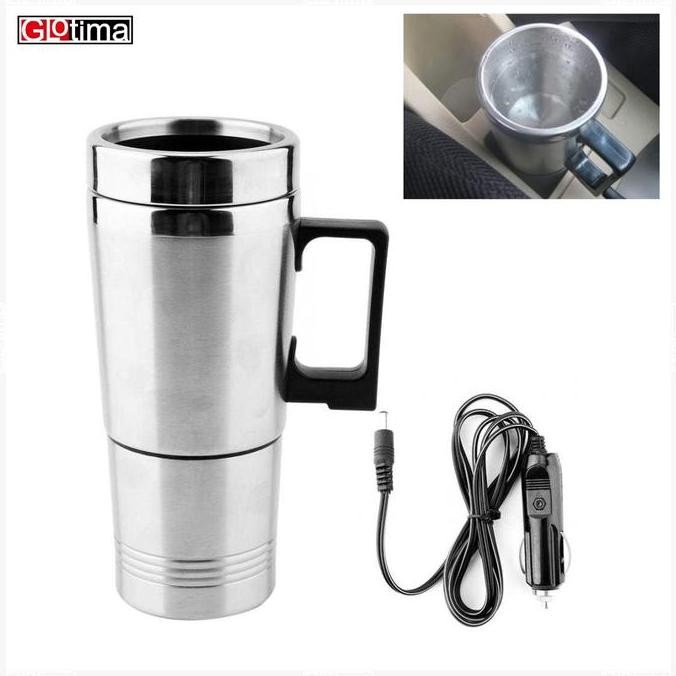 Mug Gelas Pemanas Air Mobil Portable Insulasi Kettle Stainless 12V DC