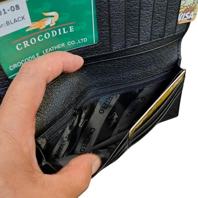 Crocodile dompet pria dan wanita kulit asli model panjang lipat dua original import ZS