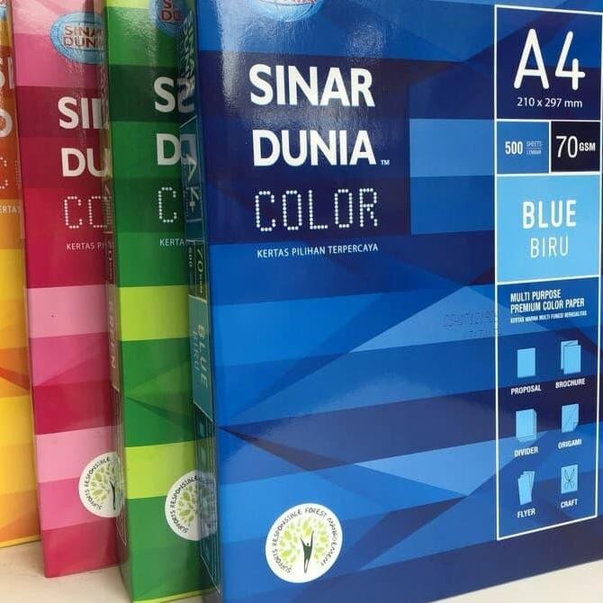 

[ PER RIM ] Kertas HVS Warna A4 70 gsm SIDU