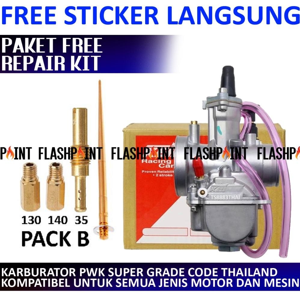 (BISA Cod) Karburator Fullset Silver Pwk Code 24 26 28 30 32 34 Karbu Pwk Pe Smash Ts1 Shogun Skywav