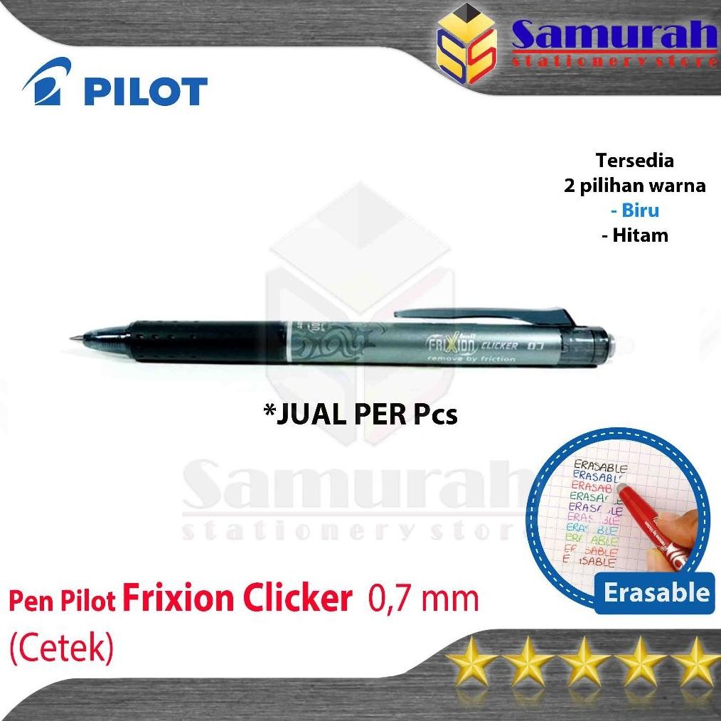 

Ballpoint Pilot Frixion Clicker Erasable 0.7 mm / Pulpen Per Pcs / Pen BLRT FR7 Bisa Hapus Cetek Hitam - Biru 07 mm DiM