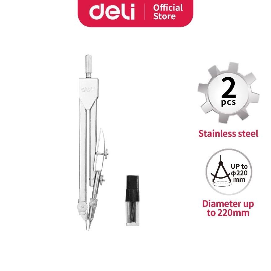 

Jangka - Metal 2pcs Assembled Compass w/pencil - Deli E8601 DiM