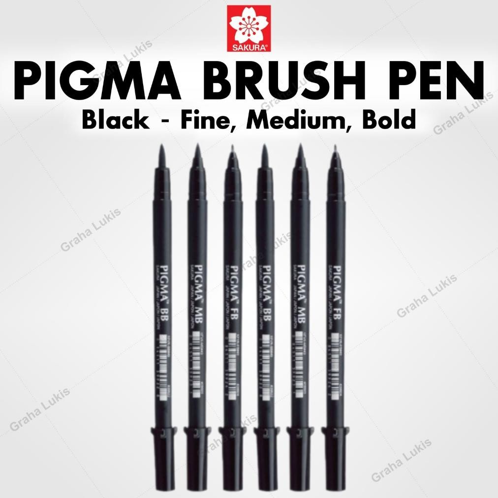 

SAKURA PIGMA BRUSH PEN BLACK - FINE, MEDIUM, BOLD BLACK DiM