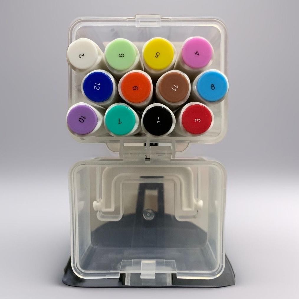 

aodemei acrilyc marker 12 warna double tip dual ( brush & spidol ) plastic box semua permukaan spidol akrilik kode 141 - 12 DiM
