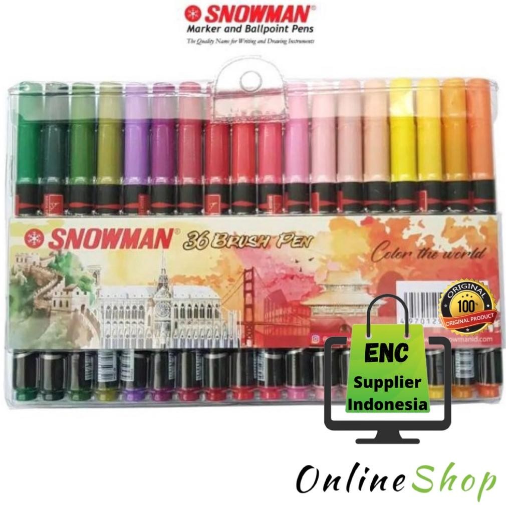 

snowman 36 w Brush pen 36 warna snowman spidol 36w color pen kuas per set - enc.sup DiM