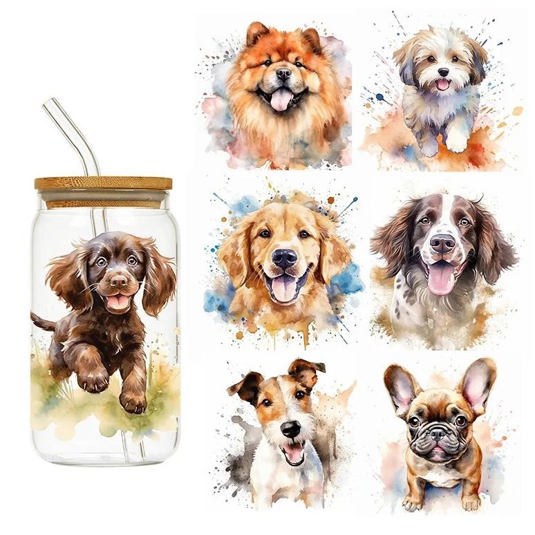 

PROMO LETOP 1PCS Colorful Cute Dogs Cup Wrap Transfers Stickers Custom For Glass Can Wraps Dog Uv Dtf Wrap