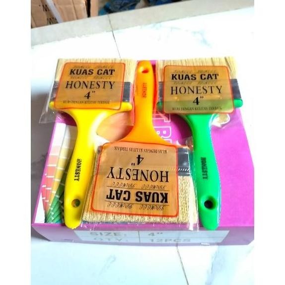 kuas cat gagang PVC 4 inchi 1 lusin koas cet 1box 4 in Paint