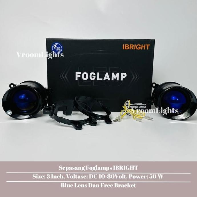 Ibright Sepasang Foglamp Bisa Untuk Honda Dan Toyota Bonus Breket Foglamp Universal 3 Inch Blue Lens
