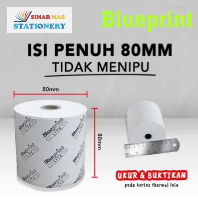 

TERBARU - Kertas Thermal Kasir Struk Blueprint Lite 80x80 mm -1 Roll