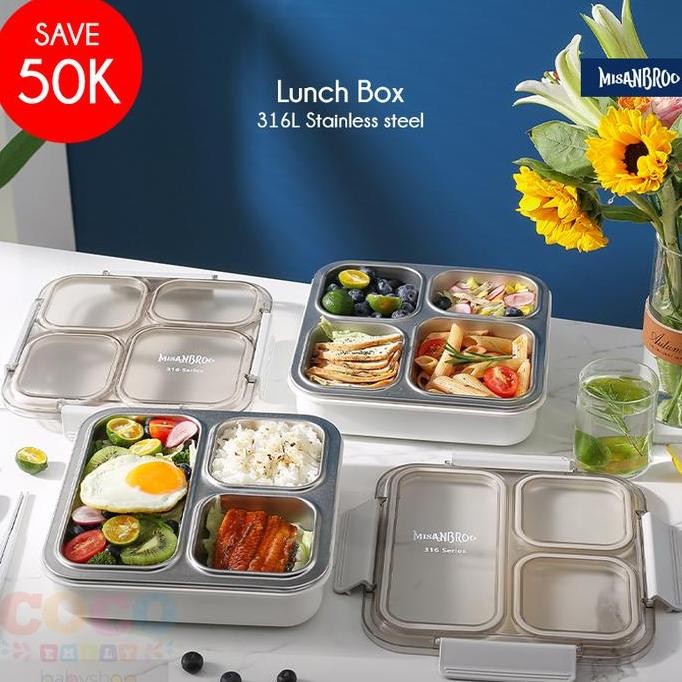 MISANBROO 316 Stainless Steel Insulation Lunch Box Kotak Makan