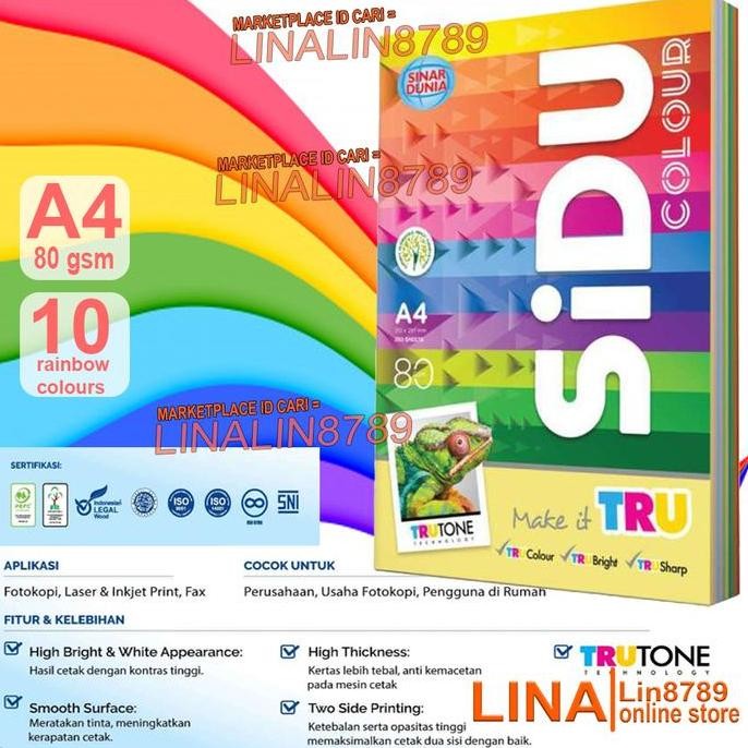

BEBAS ONGKIR - SIDU KERTAS HVS A4 WARNA RAINBOW 80GSM / KERTAS WARNA ART PAPER PRINT