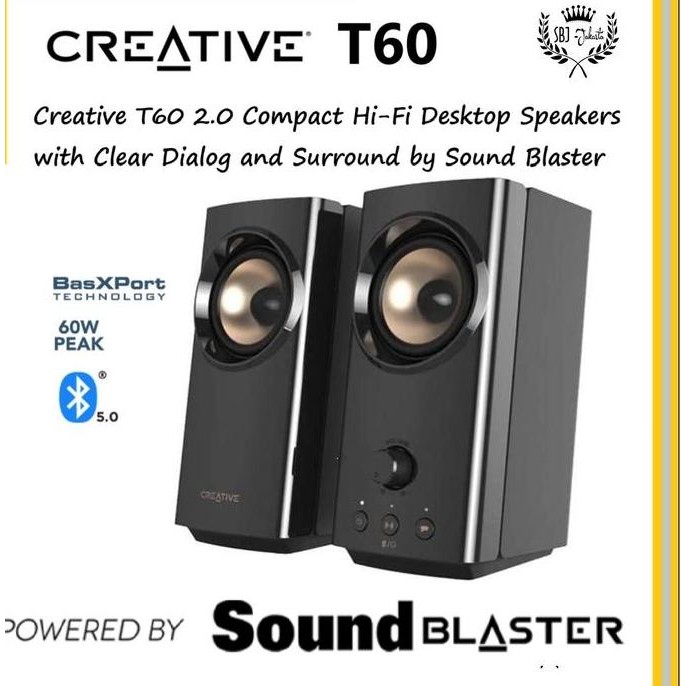 Creative T60 Hi-Fi Desktop Speaker Clear Dialog Surround Portabel hight quality