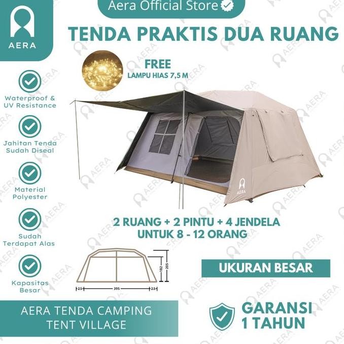 Tenda Camping Tent Village Besar 8 - 12 Orang | Tenda Camping Keluarga | Tenda Glamping Wateroof | T