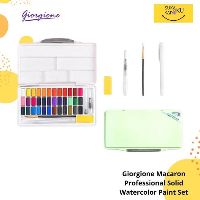 

Giorgione Professional Cat Air 36 Warna Solid Watercolor Paint Set Macaron Box