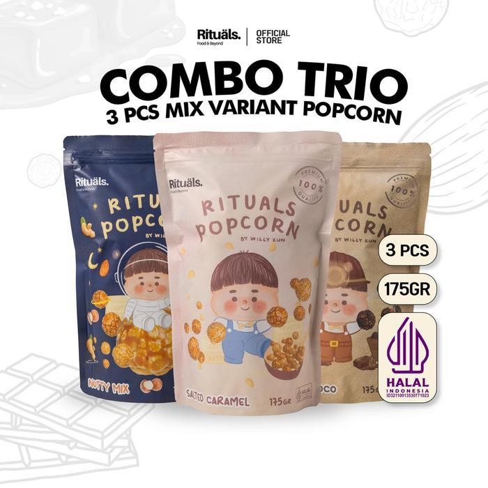 

[Combo Trio Mix] 3 Bungkus Rituals Popcorn Mix Variant Ukuran Large - Snack Jagung Cemilan Crispy By Rituals Food