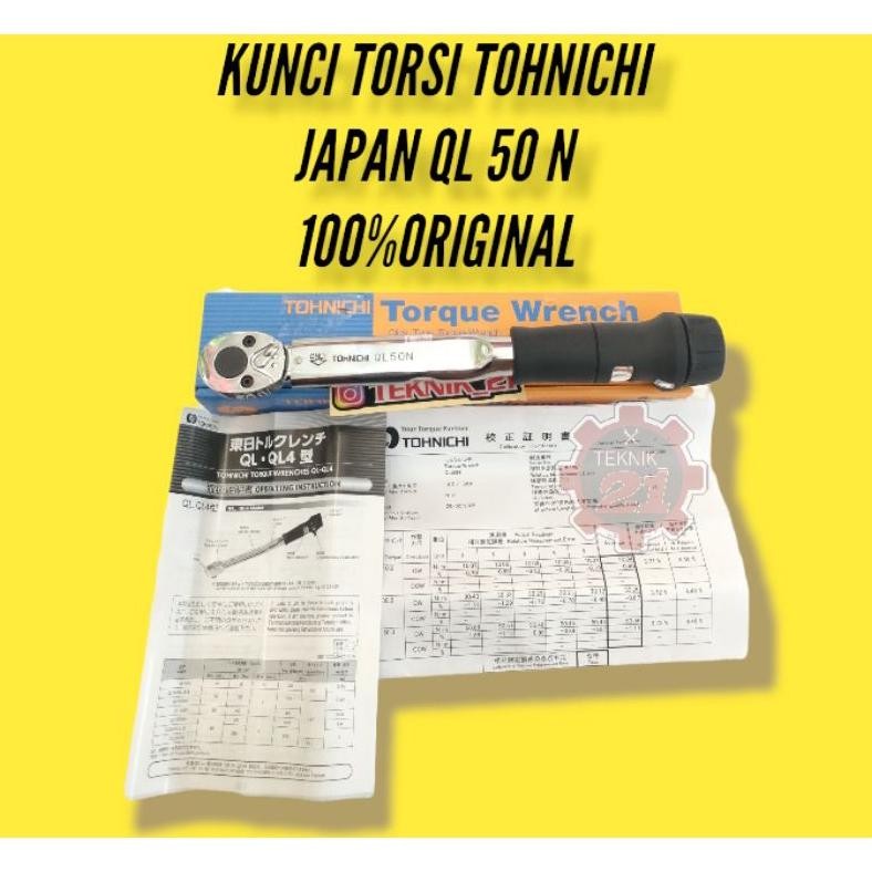 KUNCI TORSI TOHNICHI QL 50N JAPAN ORI TORQUE WRENCH TOHNICHI 3/8 KUNCI MOMEN TOHNICHI QL50N