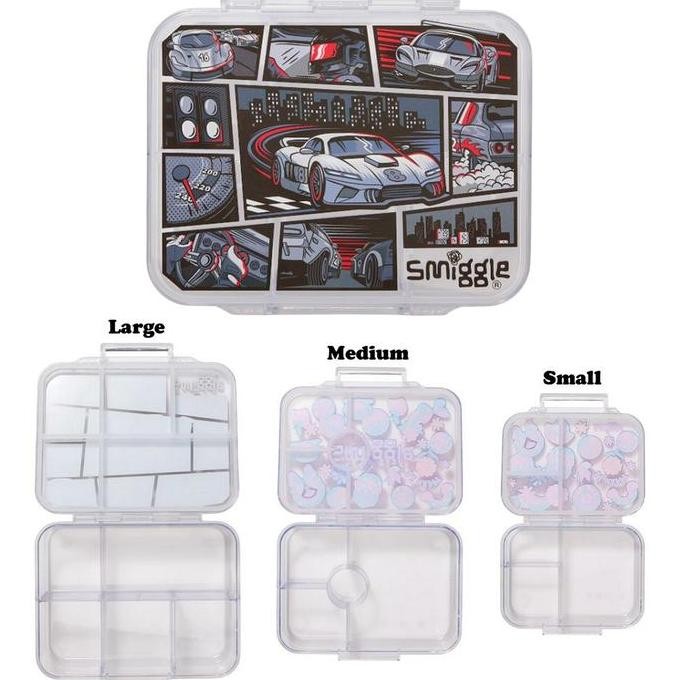 SMIGGLE See Me Bento Lunch Box Small 417ml Medium 850ml Large 1370ml Limitless Black Grey