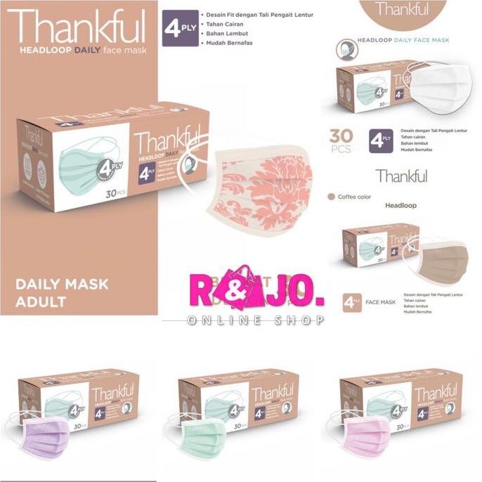 Masker Thankful Headloop Hijab 4Ply Isi 30 Pcs