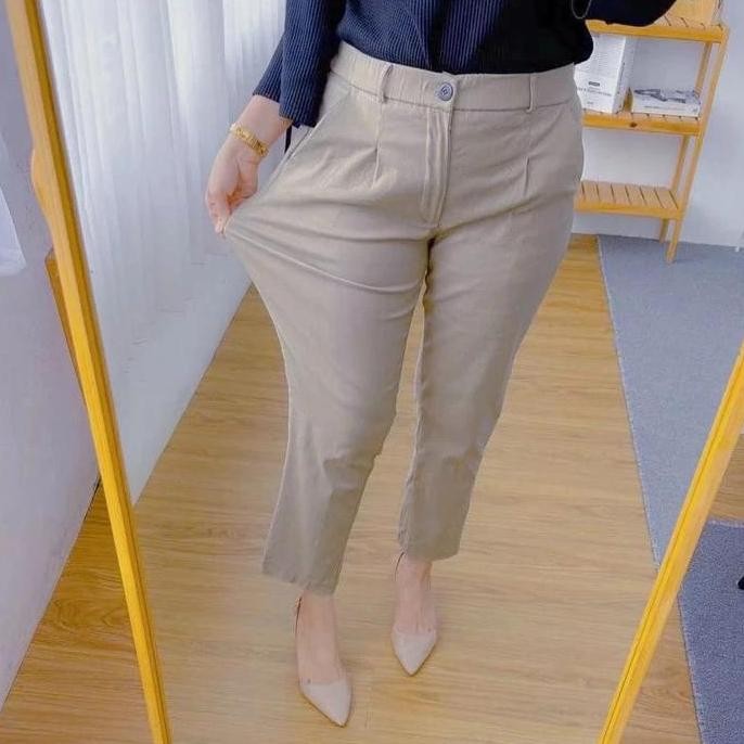 

Celana Chino Wanita Panjang - Celana Pensil Katun Twill Basic Stretch