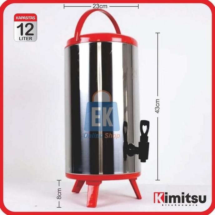 Dispenser Termos Stainless 12 Liter Kimitsu  Kmb-1612 | Termos Dispenser | Milk Tea Bucket Dispenser