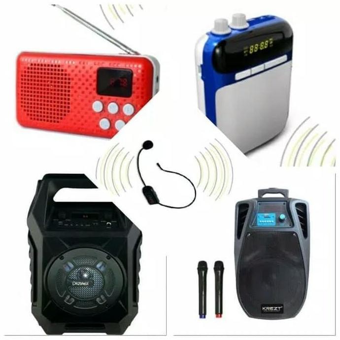 Mic Jepit Wireless & Mic Bando Headset Call Center + Speaker Suara Jernih