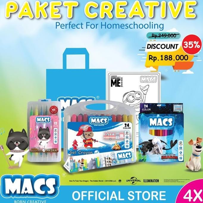 

Macs Paket Mewarnai Anak Creative Set Pensil Warna Gel Crayon Pensil 2B Brush Pen
