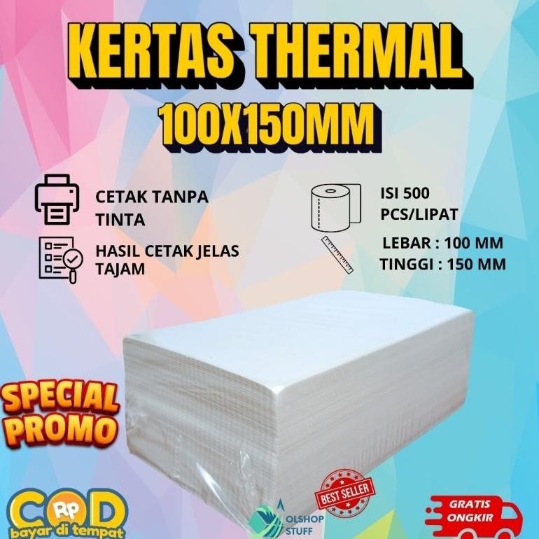 

Kertas Thermal 100X150 Label Sticker Barcode A6