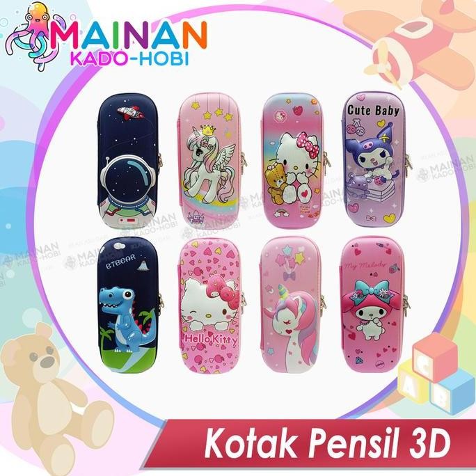 

Kotak Pensil 3D Timbul Karakter Dino Hello Kitty Kuromi Sanrio EVA Pencil Case Stationery Anak Sekolah