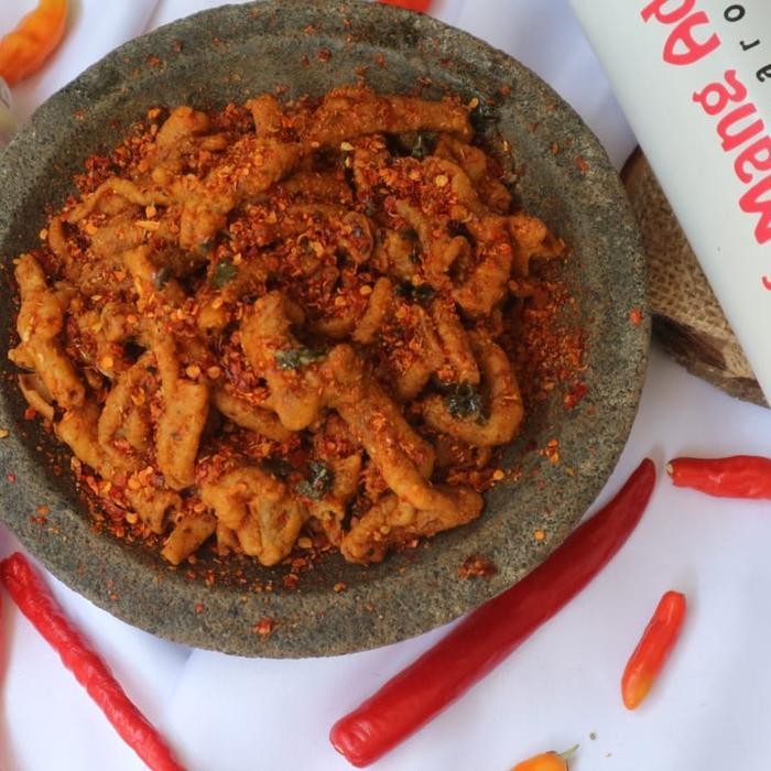 

Rkm Usus Crispy Pedas Daun Jeruk Mangade - 500Gram Asin Merah Keripik Cemilan Snacks Food Goreng Usus Crispy