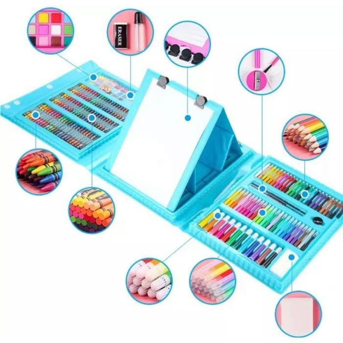 

EMS Art Full Set Crayon 208 pcs / Krayon Alat Lukis Anak Pensil Warna Cat Air Perlengkapan Mewarnai Set 150 pcs