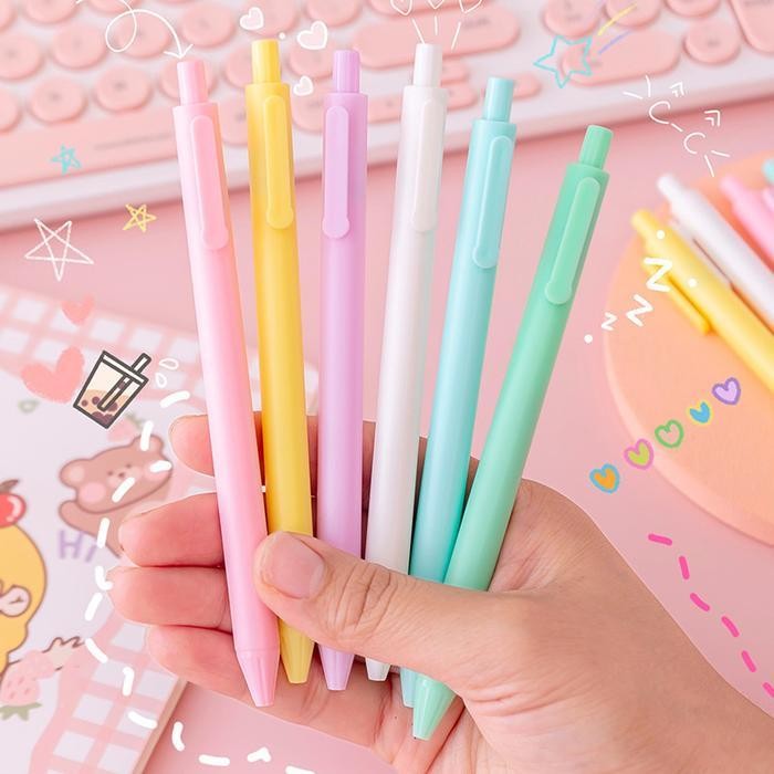 

EMS GTT Pena Cetekan Macaroon Pulpen Warna Pastel Tinta Hitam Alat Tulis