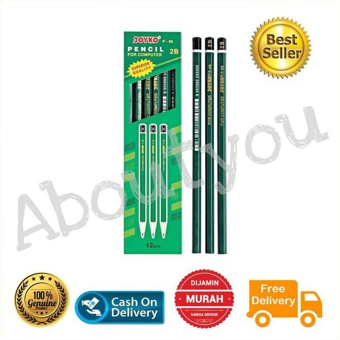 

144 Batang Pensil Joyko 2B Kayu Serut Unik Khusus Re Stationery New Stok