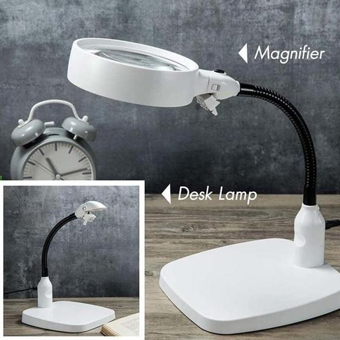 

Kaca Pembesar Meja 6 Led 10X 120Mm Ag30 / Lampu Lup Lensa Magnifier Portabel New Stok