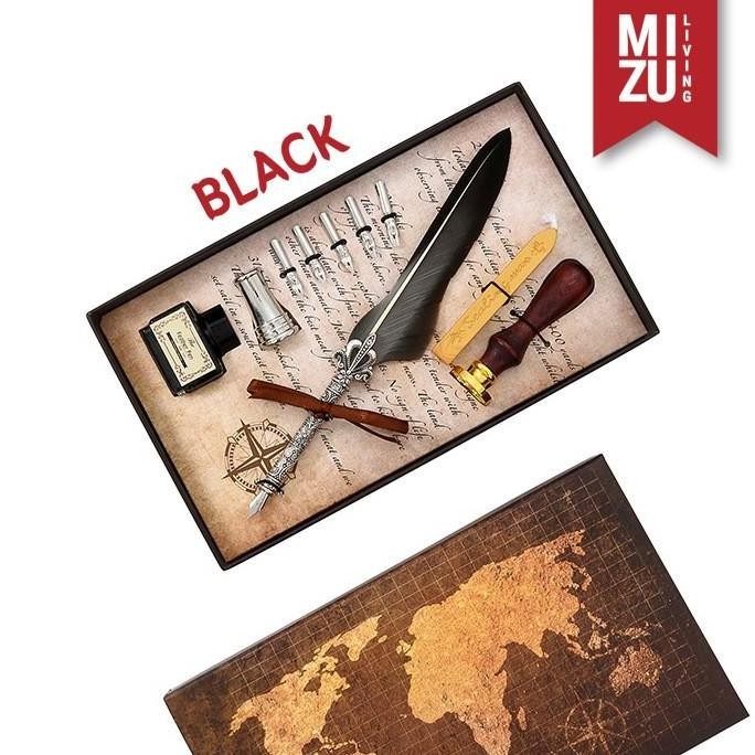 

Mizu Hanepen Wax Seal Calligraphy Set Feather Quill Dip Pen Bulu 6 Nibs Ink Tinta Lilin Stempel New Stok